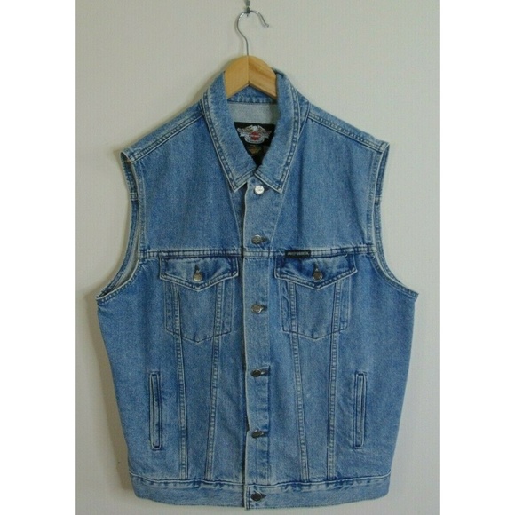 Harley-Davidson Other - Harley Davidson L Denim Jean Vest Motorcycle Biker
